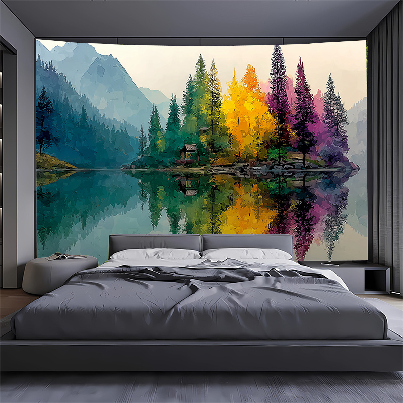 Renkli Orman Göl Duvar Resmi 2 - Interior Design Hd incelemesi ve fiyatı