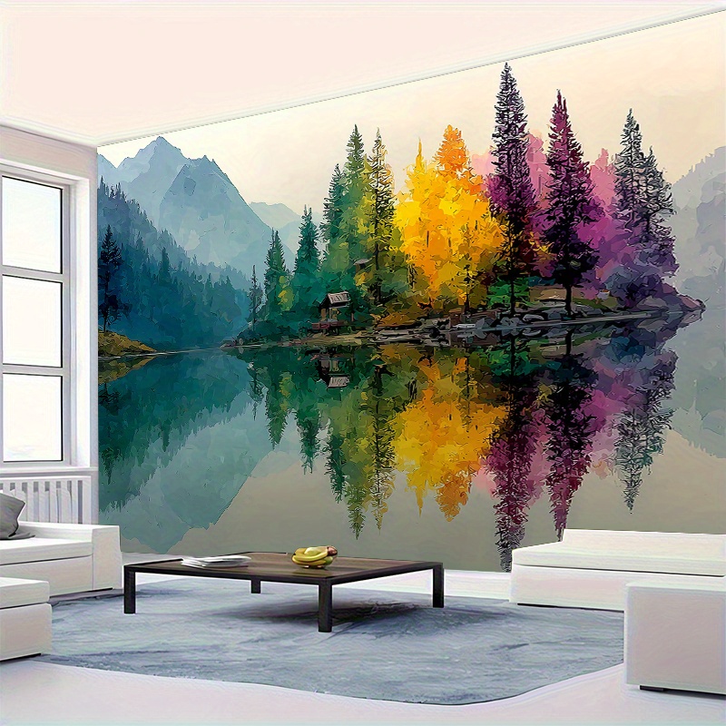 Renkli Orman Göl Duvar Resmi 2 - Interior Design Hd incelemesi ve fiyatı